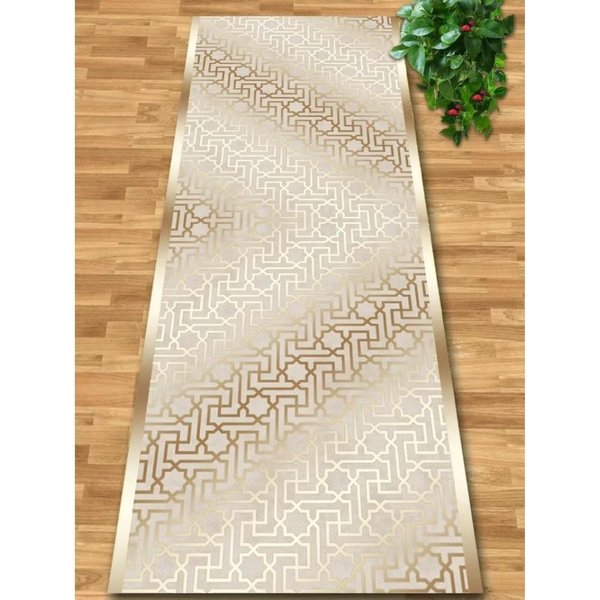 Luksusowy ZłOty Dywanik Korytarzowy AntypośLizgowy Dywanik Biegacz Wysokiej Klasy Dekoracja Lobby Hotelowego Dywanik Na WejśCie WytrzymałY 160*200Cm Beige-image