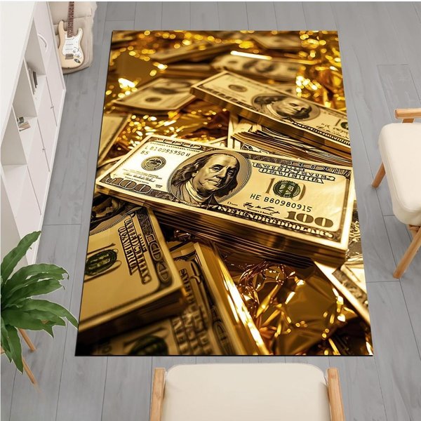Dywan Do Salonu 3D ZłOta Moneta Motyw Bogactwa Dywan AntypośLizgowy MięKki ŁAtwy Do Czyszczenia TrwałY Modny Zabawny Luksusowy WystróJ Strefy WystróJ Domu Mata 40X60Cm-image