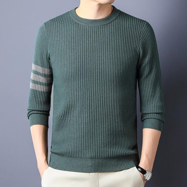 Moda OtoñAl Para Hombres JóVenes Y De Mediana Edad SuéTer De Manga Larga Con Cuello Redondo Camiseta Interior Moda Juvenil SuéTer Ropa Para Hombres 3XL Gray-image