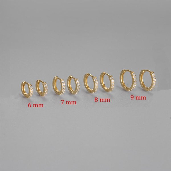 1 Par De Pendientes De Aro MíNimos De Moda Con Circonita De Cristal, Aros PequeñOs Huggie Finos, Pendiente De CartíLago, Pendiente De HéLice, Pendiente Para Tragus, JoyeríA Piercing 7Mm Oro-image