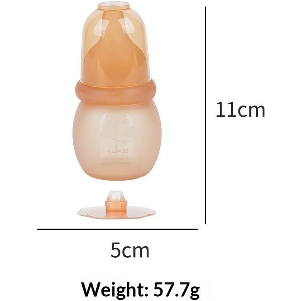 Mini BiberóN De Silicona Para Bebé De 60 Ml Anticolico Antifugas Grado Alimentario BiberóN De Leche Para ReciéN Nacidos Para Llevar A4 Beige-image
