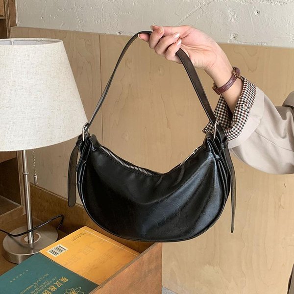 Bolso De Axila De DiseñO De Nicho Para Mujer Bolso De Alta Calidad OtoñO/Invierno Bolso De Mano Plateado Bolso Cruzado Al Hombro Negro-image