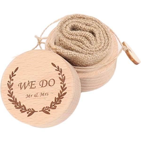 Caja De Anillo De Madera Moda Elegante Tallada PortáTil PequeñA Caja De JoyeríA Para Propuesta Compromiso Boda Beige-image