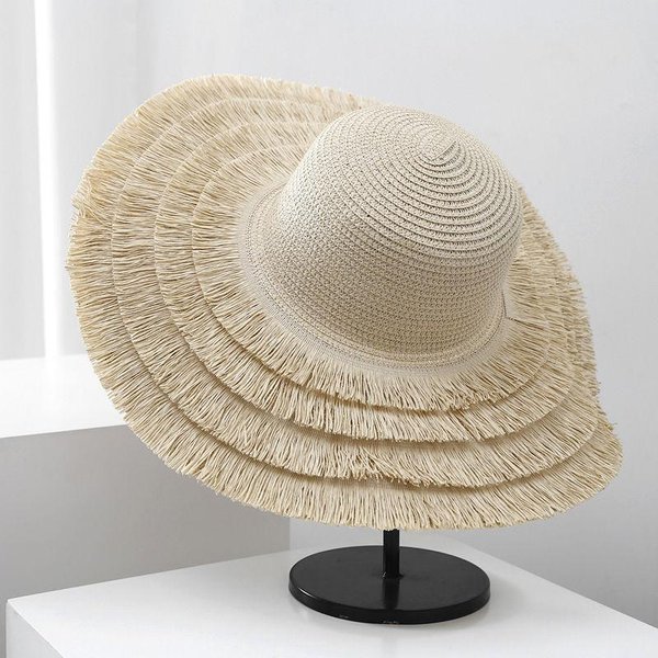 Sombrero De Sol Para Mujer, Sombrero De Paja De Verano Para Sombra Del Sol, Sombrero Casual De Playa, Elegante Sombrero De ProteccióN Solar Para Viajes, Sombrero De Ala Ancha, Sombrero Para La Playa Average Size (56-58Cm) Beige-image