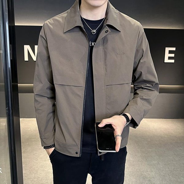 Chaqueta De Solapa Para Hombre Ropa De OtoñO Chaqueta De Nueva Tendencia Ropa Para Hombre M Gray-image