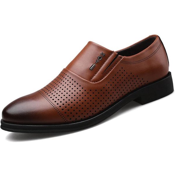 Zapatos Formales De Cuero Para Hombres, Zapatos De Hombre Perforados, Transpirables, Zapatos Individuales Ahuecados, Zapatos Casuales Que Combinan Con Todo 48-image