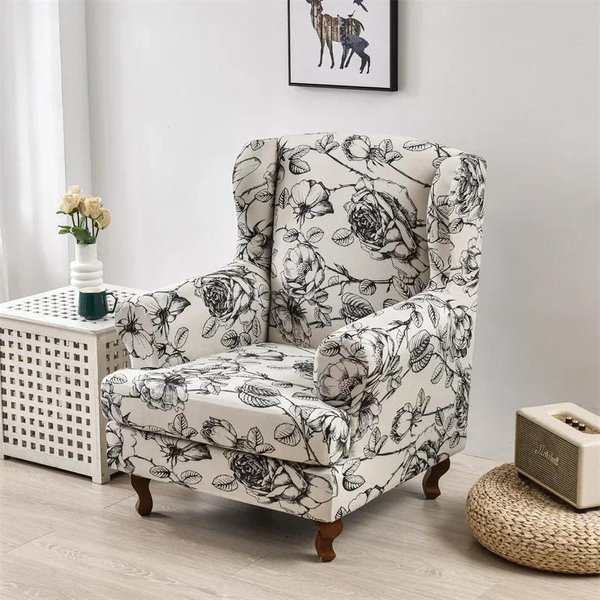 Fundas Para SillóN Orejero Con Estampado De Hojas EláSticas Spandex Fundas Para Sofá EláSticas Fundas Para SillóN EláSticas Antideslizantes Funda Para Sofá Protector De Muebles-image