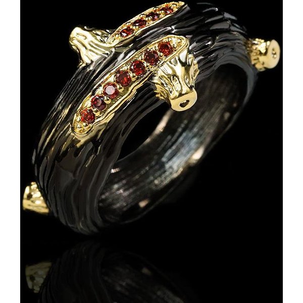Anillo De Rama De Olivo Irregular Bicolor Para Mujer, Vestido De Mano VersáTil A La Moda, Accesorios De Moda, Anillo Negro Dorado No. 10-image