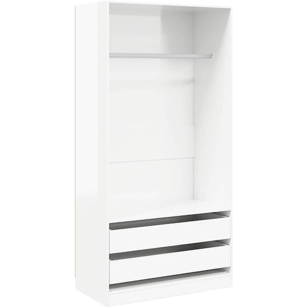 Armario Blanco Alto Brillo 100 X 50 X 200 Cm Madera De IngenieríA-image