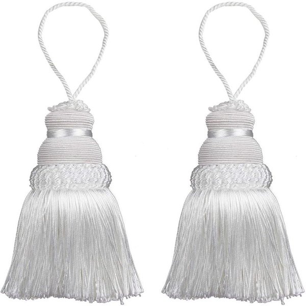 2Pc Home Decor WisząCa Lina Jedwabny FręDzel FręDzle FręDzle WykońCzenia Dekoracji OdzieżY Kluczowe FręDzle Dla MajsterkowiczóW Ozdoby Akcesoria Do ZasłOn White-image