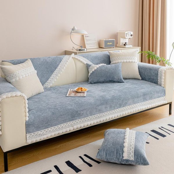 CojíN De Sofá, Universal Para Todas Las Estaciones, Nuevo CojíN De Asiento Antideslizante, Lujo Ligero, Moderno Cubre Sofá De Cuero De Alta Gama, Toalla De Tela 70*70Cm-image