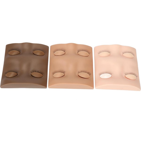 3 Szt. GłOwa Manekina Do MakijażU RzęS, Treningu PrzedłUżAnia RzęS, Twarz Z 2 Parami Wymiennych Powiek Beige-image
