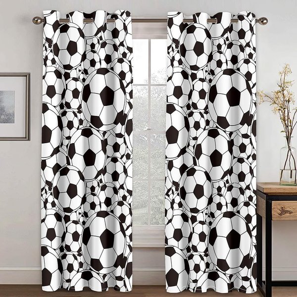Graffiti PiłKa NożNa Sporty Darmowa WysyłKa ZasłOny Okienne Do Salonu Pokoju DziecięCego ŁAzienki Kuchni Drzwi Dekoracja Domu 2 Szt. W65X60H(Cm)X2Pcs&Hook-image
