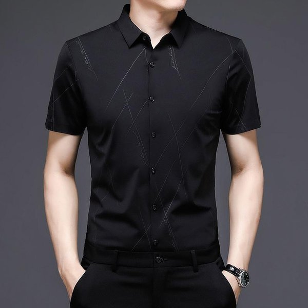 Camisa De Manga Corta Verano Para Personas De Mediana Edad Nueva Casual De Negocios Delgada Temperamento Holgada Camisa De Hombre Cardigan De Padre Hombre Xxxxl-image