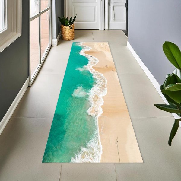 Dywanik PlażOwy Mata Dywan Niebieski WzóR Fali Oceanicznej Dekoracja Domu Mata PodłOgowa Do Przedpokoju Sypialni Salonu WystróJ WnęTrz 40X120CM-image