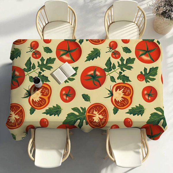 1PC Mantel De Fruta Tomate DecoracióN De Fiesta Comedor Hogar Cocina Patios Mantel Impermeable Resistente A Manchas 120X140Cm-image