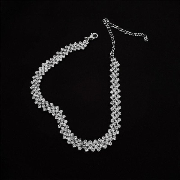 Gargantilla Con Diamantes De ImitacióN Brillantes Para Mujer, Collares De Cristal, JoyeríA Para Bodas, Regalos De Fiesta Plata-image
