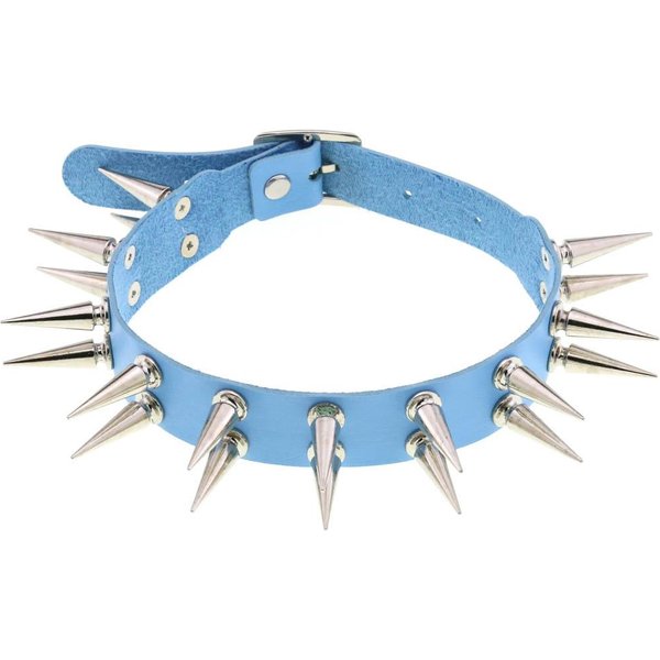 DłUgi Czarny Choker Ze Kolcami PU SkóRa Goth Emo Akcesoria Punk Chocker Gotycki Naszyjnik BiżUteria Cosplay Gray-image