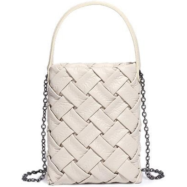 Torebka Damska Crossbody Na Telefon KomóRkowy, Tkana, Wszechstronna, Prosta Pionowa Torba Na Ramię, Lekka, Mini, Jednolita Torebka White-image
