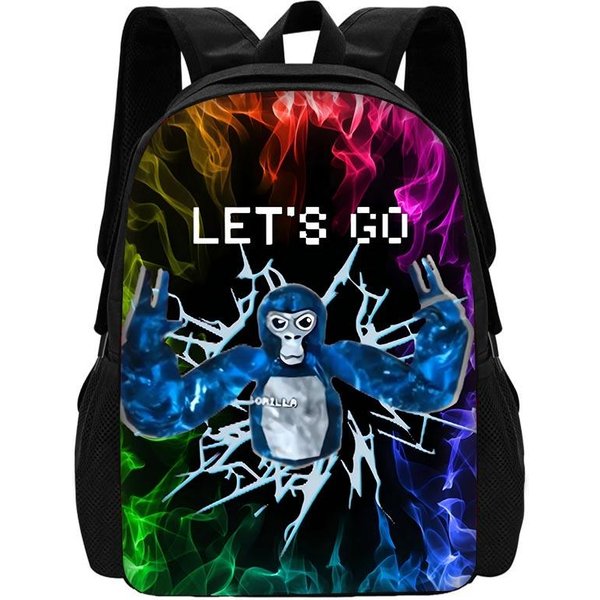 Etiqueta De Gorila Genial Novedad Dibujos Animados Mochila Escolar Infantil Con Bolsas Para El Almuerzo, Estuches, Bolsas Escolares Para NiñOs NiñAs Mejor Regalo-image