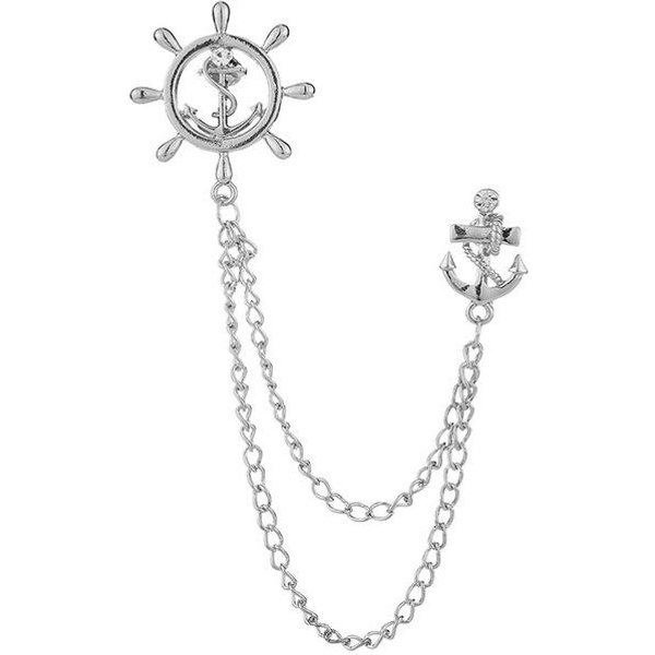 Modny Tassel Rudder Broszka Kotwica Rhinestone Odznaka MęSki Garnitur Koszula Klapa Pin Luksusowa BiżUteria Dla Kobiet Akcesoria Beige-image