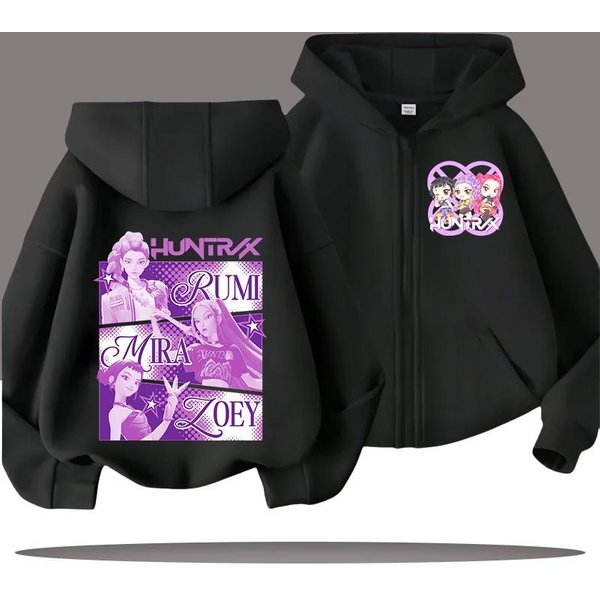 Zabawne Bluzy Rozpinane Kpop ŁOwcy DemonóW Bluza Ubrania DziecięCe Dziecko Dziewczynka ChłOpiec Bluza Rozpinana Z Kapturem Codzienny Top 130-image