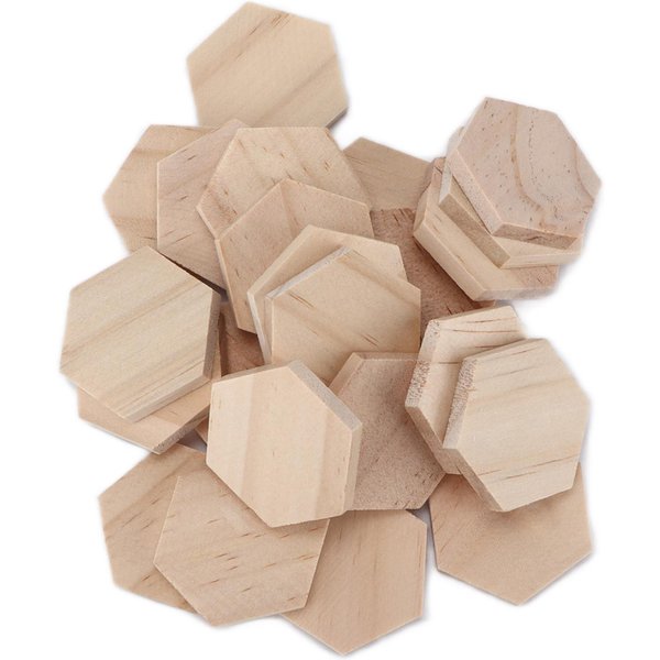 25 Piezas Fichas Hexagonales De Madera 38Mm Recortes De Madera En Blanco Sin Acabar Rodajas Para Decoraciones DIY Manualidades-image