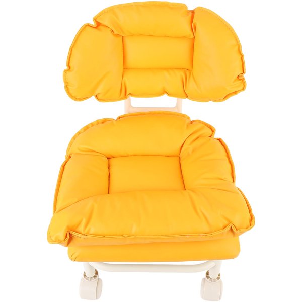 Taburete Bajo Con Ruedas Y Respaldo Impermeable PU Giratorio Silla Taburete Bajo Corto Acolchado Suave Naranja-image