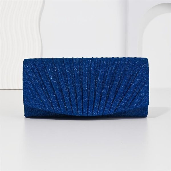 Elegante Mini Bolso De Noche Cuadrado Plisado Con Brillo Perfecto Para Fiestas, Bodas Y Eventos Formales, Bolso De Noche Para Eventos, Bolso De Noche Con DiseñO Plisado Azul-image