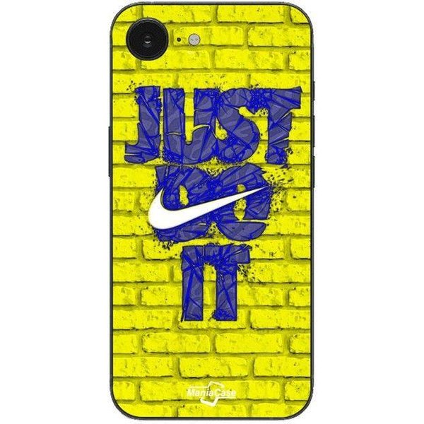 Funda Maniacase Para Iphone 16E Logo Just Do It Color Azul Frontal Amarillo Negro-image