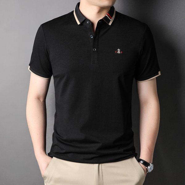 Nueva Camisa Polo Para Hombre Con Camiseta De Manga Corta De Seda De Morera Camisa De Cuerpo Con Cuello Camiseta Base De Manga Media De Verano Para Hombre 3XL-image