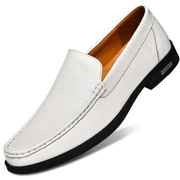 MęSkie Buty Ze SkóRy Naturalnej Klasyczne Biznesowe Eleganckie Mokasyny Wsuwane Loafersy Buty Do Jazdy Dla MężCzyzn Buty Casualowe DużY Rozmiar 48 48 BiałY-image