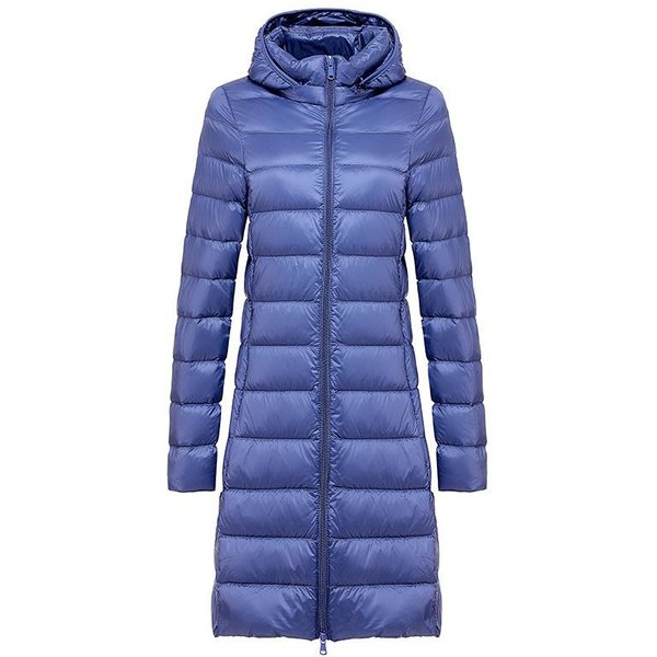 Chaqueta Larga De PlumóN Para Mujer Invierno Chaqueta De PlumóN Ultraligera Para Mujer Con Capucha Abrigo De PlumóN Femenino Sombrero Desmontable 5XL Blue-image
