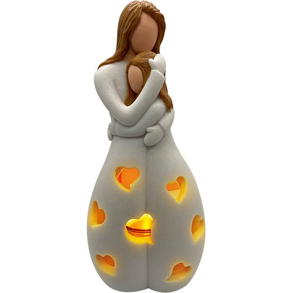 Regalo Del DíA De La Madre Portavelas Con Forma De Abrazo De Madre E Hija Portavelas Con Ranura Para Luz De Vela-image