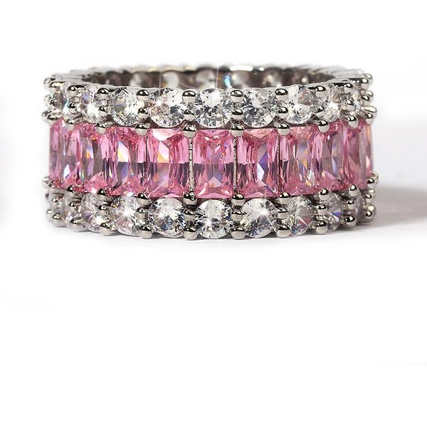 JoyeríA De Alta Gama Importada Diamante Simulado ZircóN Color Fuego Anillo Tesoro Temperamento Femenino Micro IncrustacióN Diamante ZircóN Anillo De Dedo No. 10 Gray-image