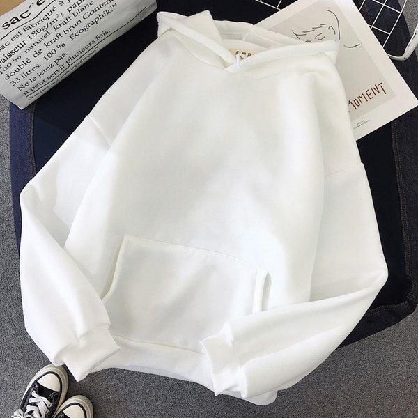 Damskie Bluzy Polar DłUgi RęKaw Casualowe Z Kapturem Pulower Ubrania Bluza S-5XL XL White-image