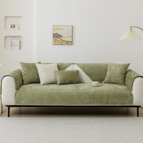 Funda De Sofá Universal Chenilla Cuatro Estaciones Almohadilla De Sofá Color SóLido A Cuadros Alfombrilla De Sofá Para Sala De Estar Antideslizante CojíN Para Sofá En Forma De L 30X50 Pillowcase 1Pc-image