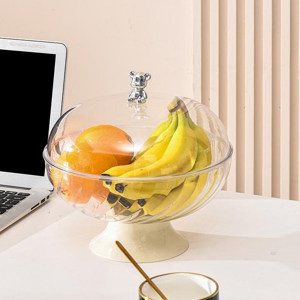 Lekki Luksus Talerz Na Owoce Feng Domowy Salon Stolik Kawowy Talerz Na PrzekąSki Kremowy Ornament Wysokiej Precyzji Pogrubiony Plastikowy Talerz Na Owoce Yellow-image