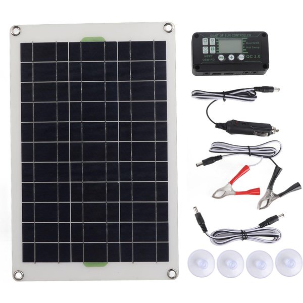 Cargador De Panel Solar De 50W Silicio Monocristalino Controlador De Carga De 30A Kit De Panel Solar Para RV Marino-image