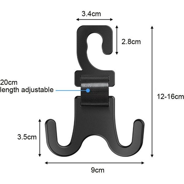 1 Gancho Universal Para Coche, Gancho Para Asiento Trasero De Coche, Colgador Para Reposacabezas, Gancho Para Reposacabezas De Asiento De Coche, Colgador De Almacenamiento, Accesorios Para Interior De Coche Negro-image