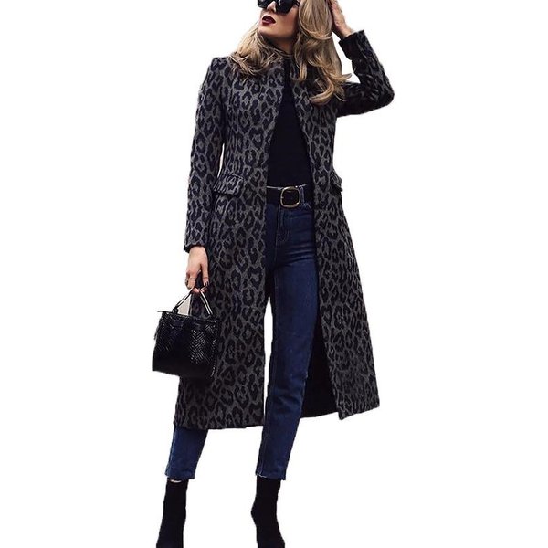 Abrigo Trench Para Mujer Abrigo De Invierno Mediano Y Largo Manga Larga Solapa Negro Top M Black-image