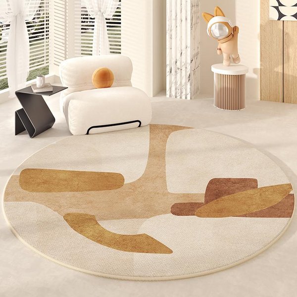 Alfombra Redonda Esponjosa Suave Para Vestidor Alfombras Estilo NóRdico Para Sala De Estar Espesar DecoracióN De Dormitorio Alfombrilla Antideslizante Alfombra Para SalóN De Casa Color Crema 100X100Cm-image