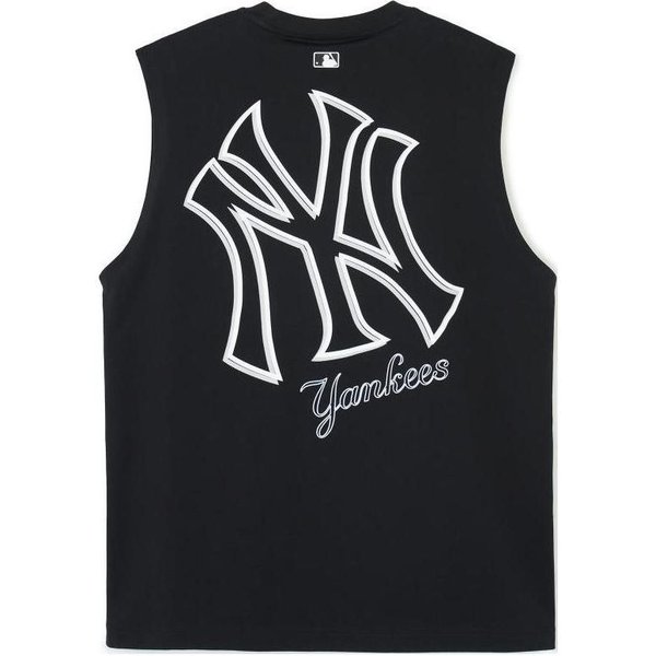 MLB SS24 Logo De Los New York Yankees Estampado Cuello Redondo Informal Holgado Deportivo Ligero Transpirable Sin Mangas Chaleco Unisex Chalecos Negro 3ATKB0343-50BKS XS Gray-image