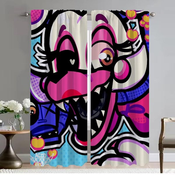 Cortinas De Cocina Para Sala De Estar Cortina Para HabitacióN 2 Paneles Fnaf Persianas DecoracióN De Halloween Cortinas De Interior Para El Hogar ParticióN W50Xh70Cmx2Pcs-Cl-image