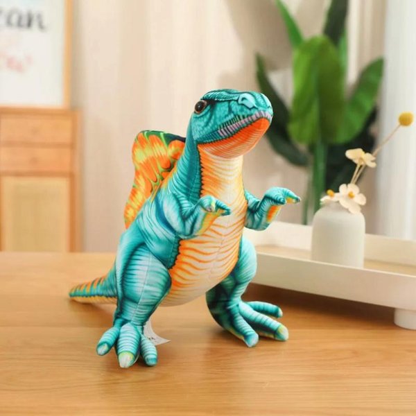 3545Cm Symulacja Spinozaur Dino Lalka Pluszowa Zabawka Wypchana StojąCa Straszna Zielono-Niebiesko-PomarańCzowa Pluszowa Zabawka Dinozaur Prezent Urodzinowy 45Cm-image