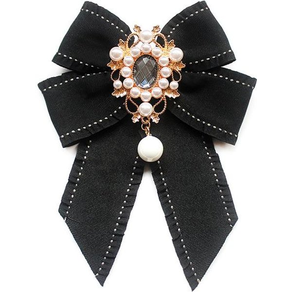 Nowe Broszki Damskie Unisex Muszka Dla Kobiet PerłA Kryształ Wisiorek KołNierz Pin Koszula Ubrania Krawat Kokarda Garnitur Akcesoria-image