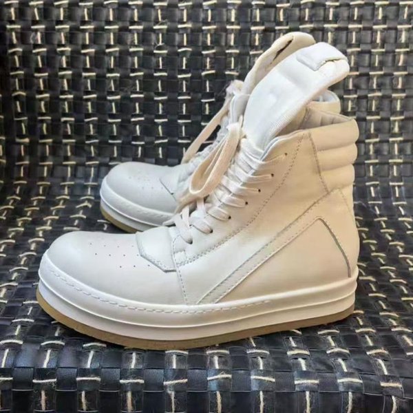 Luksusowe Vintage BeżOwe Czarne Prawdziwa SkóRa Sznurowane MęSkie Buty Wysokie OkrąGłY Nosek Zamki Damskie Botki Buty Deskorolkowe Dla Pary 35 Gray-image