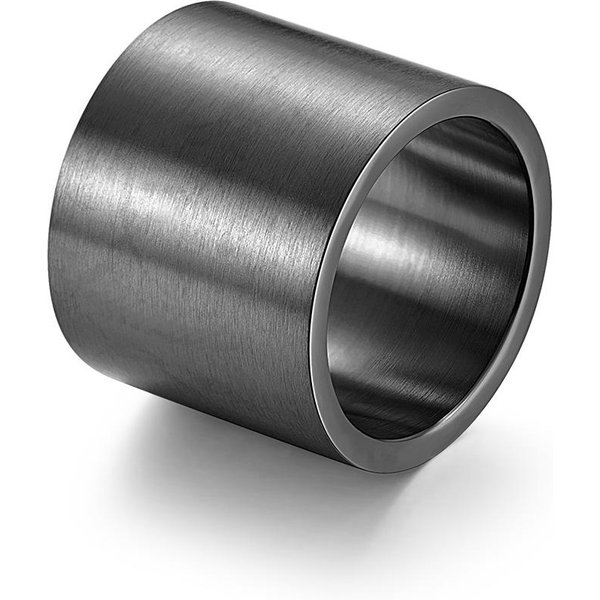 Anillo De Placa Grande Ligera De Acero De Titanio Cepillado Estilo Europeo Y Americano 8# Gray-image