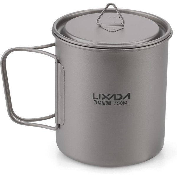 Taza De Titanio Ultraligera Lixada, PortáTil Para Exteriores, 300Ml/350Ml/420Ml/550Ml/650Ml, Taza De Agua Para Picnic Y Acampada 750Ml Gray-image
