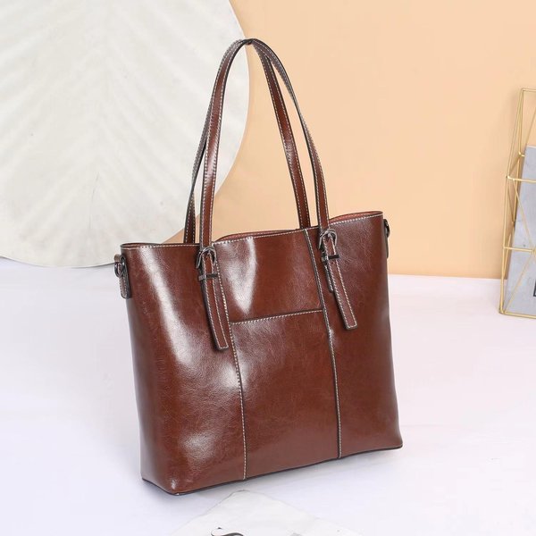 Bolso De Hombro De Piel De Vacuno Para Mujer Nueva Moda Y VersáTil Bolso De Cuero Genuino Para Mujer Bolso Tote De Gran Capacidad-image